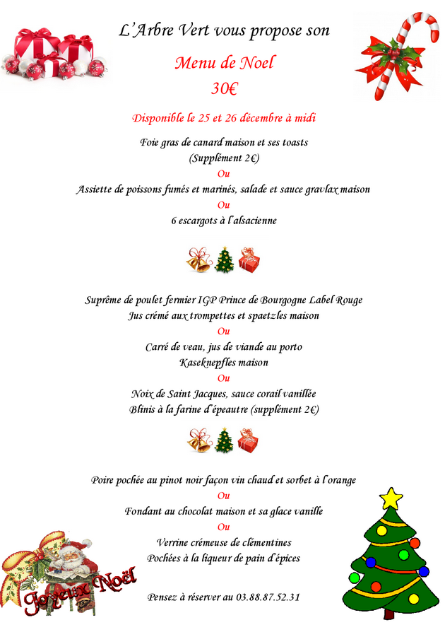 2016 12 09 restaurant a l arbre vert menu de noel