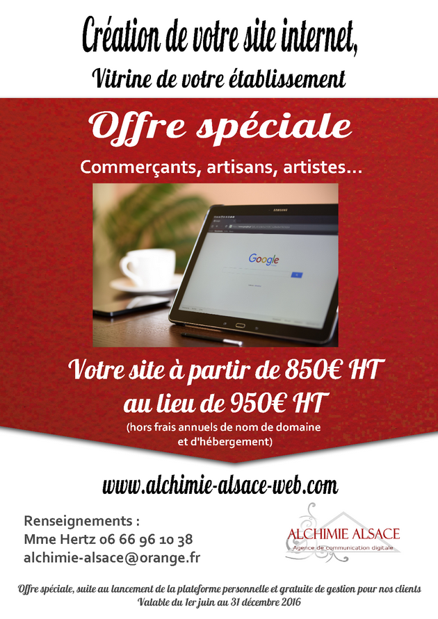 Alchimie alsace web offre speciale site vitrine