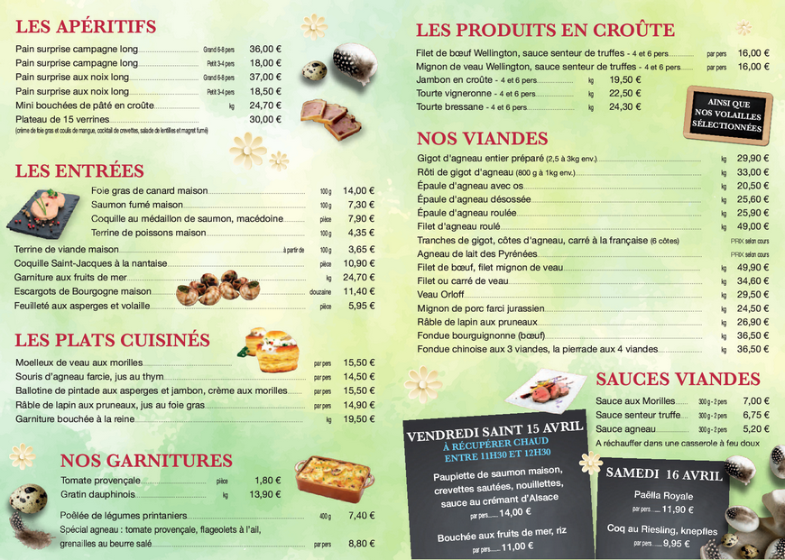 2022 04 14 carte des menus paques 2022 boucherie traiteur burg