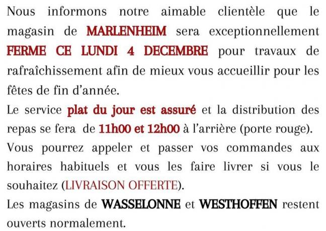 2023 12 04 fermeture lundi 4 decembre boucherie burg marlenheim