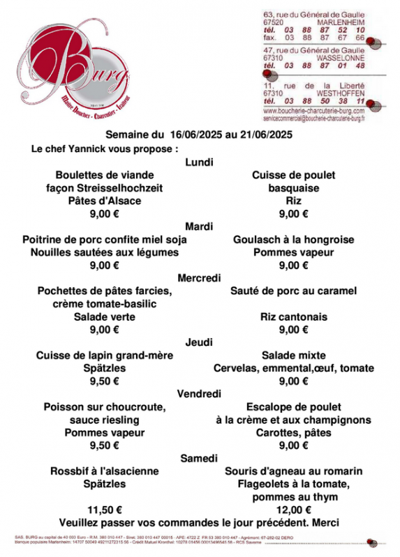 2025 06 21 boucherie burg plats du jour du 16 au 21 juin 2025